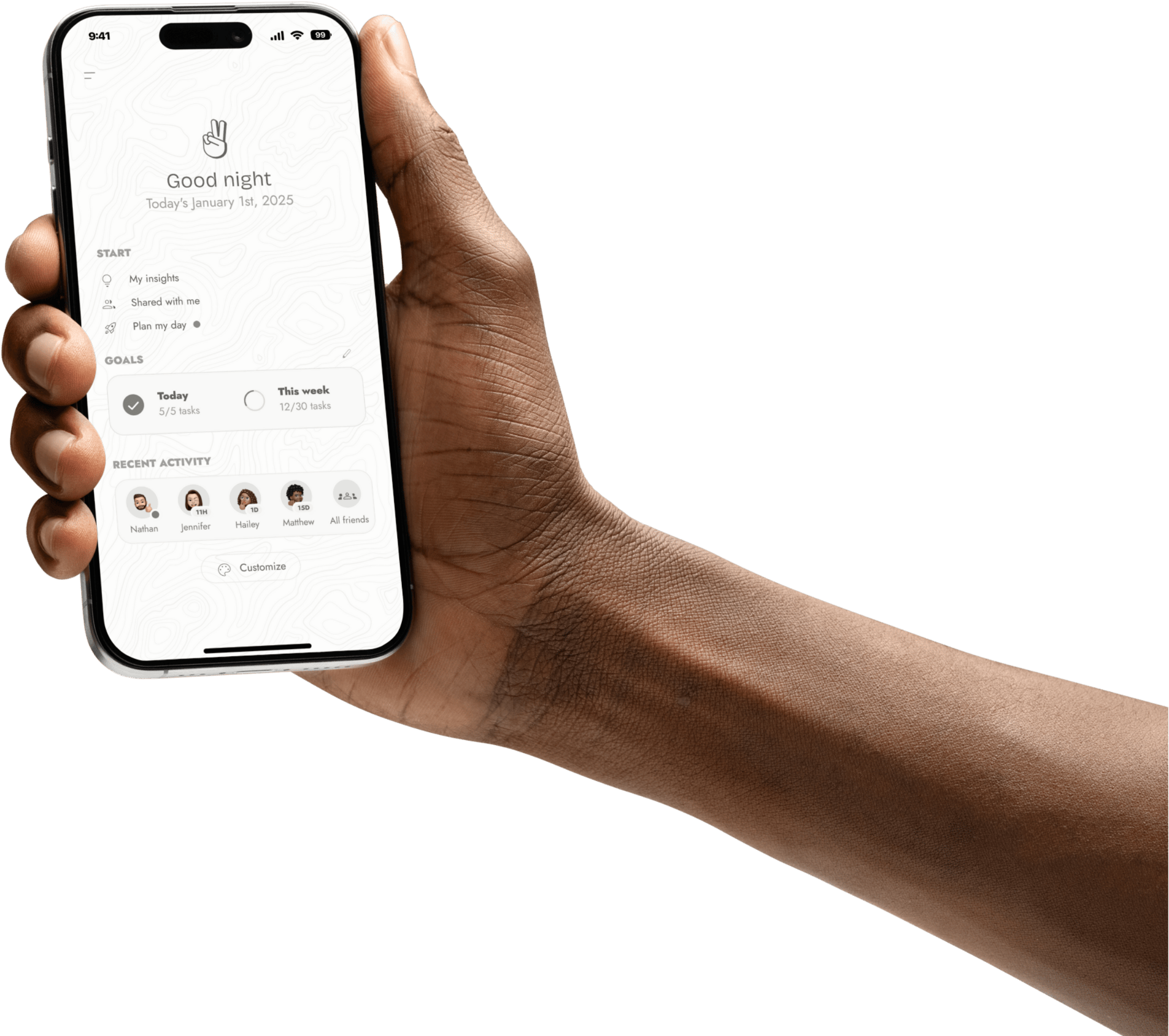 A person holding the Dysperse app in their hand